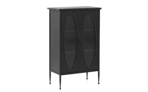 Vitrina Baja Metal Negro 2 Puertas Acristaladas Serie Aubert