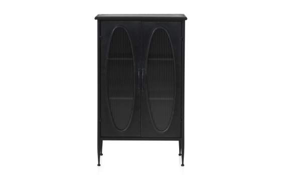Vitrina Baja Metal Negro 2 Puertas Acristaladas Serie Aubert