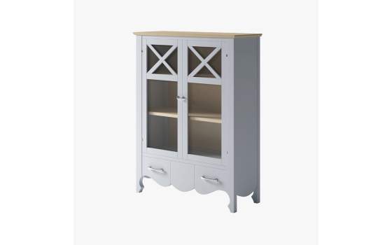 Vitrina Baja Provenzal 2 Puertas 1 Cajon Blanco Praga
