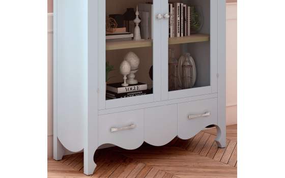 Vitrina Baja Provenzal 2 Puertas 1 Cajon Blanco Praga