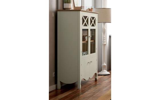 Vitrina Baja Provenzal 4 Puertas Blanco Serie Praga