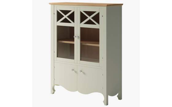 Vitrina Baja Provenzal 4 Puertas Blanco Serie Praga