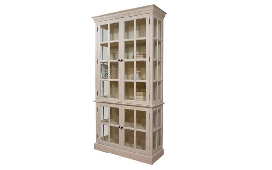 Vitrina Provenzal en Blanco Roto Vintage 4 Puertas