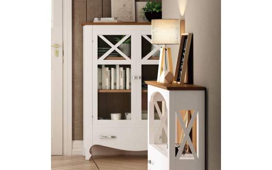 Vitrina Clasica Baja 2 Puertas Acristaladas 1 Cajon Praga