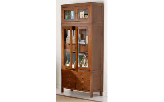 Vitrina Despacho Colonial 4 Puertas Cristal Serie Aidison