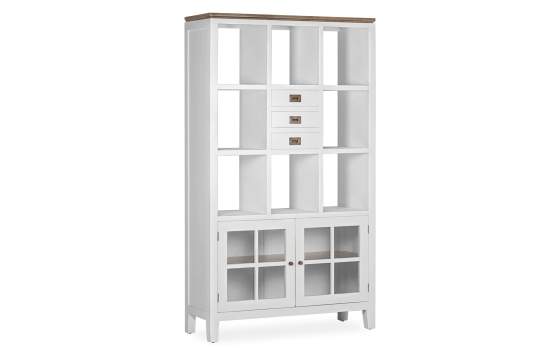 Vitrina Estanteria Blanco Nogal 3 Cajones 2 Puertas Everest