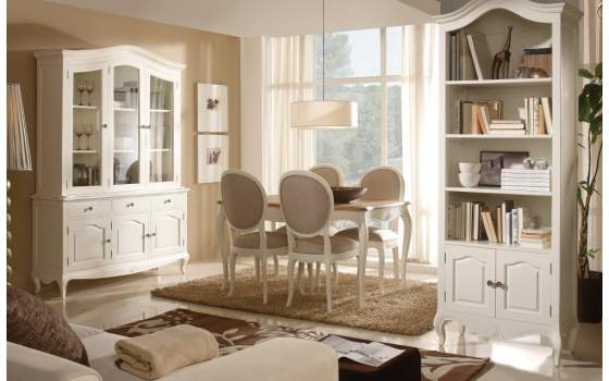 Vitrina Grande Blanca y Bicolor Puertas Cajones Vintage Paris