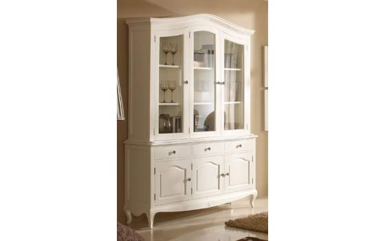 Vitrina Grande Blanca y Bicolor Puertas Cajones Vintage Paris