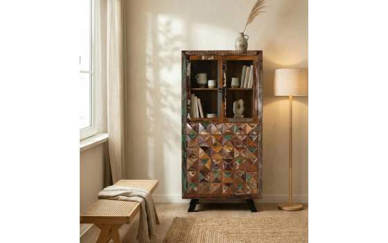 Vitrina Industrial Vintage Madera Mango Serie Diamante