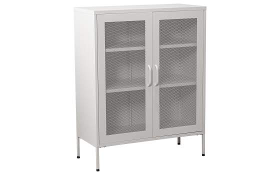 Vitrina Metalica 2 Puertas Rejilla Blanca con Estantes Akijar