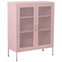 Vitrina Metalica 2 Puertas Rejilla Rosa con Estantes Akijar