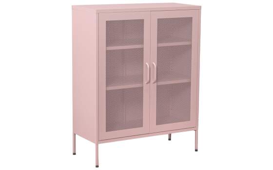 Vitrina Metalica 2 Puertas Rejilla Rosa con Estantes Akijar