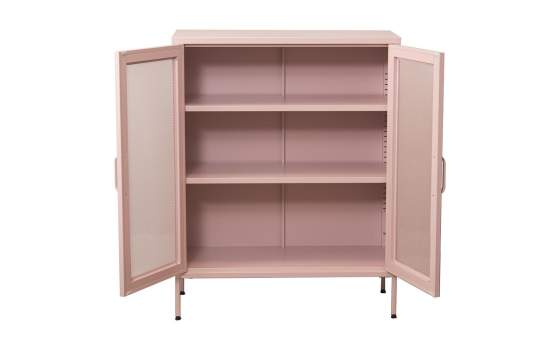 Vitrina Metalica 2 Puertas Rejilla Rosa con Estantes Akijar