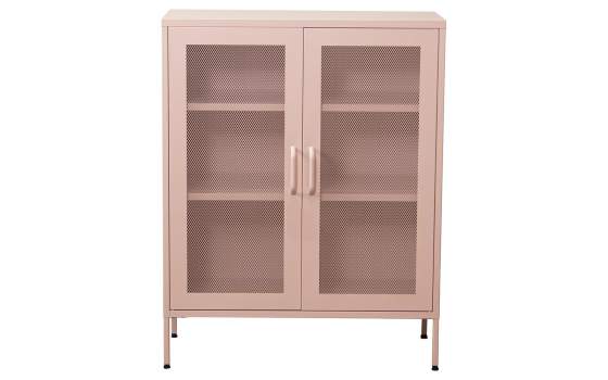 Vitrina Metalica 2 Puertas Rejilla Rosa con Estantes Akijar