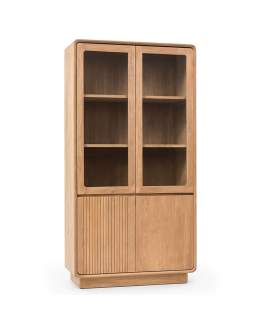 Vitrina Moderna 4 Puertas Teca Natural Serie Eyre