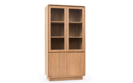 Vitrina Moderna 4 Puertas Teca Natural Serie Eyre