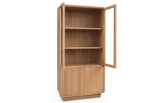 Vitrina Moderna 4 Puertas Teca Natural Serie Eyre