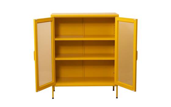 Vitrina Moderna Metal Amarilla 2 Puertas Estantes Akijar