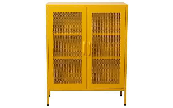 Vitrina Moderna Metal Amarilla 2 Puertas Estantes Akijar