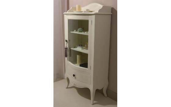 Vitrina Baja en Blanco Copete Blanco Estilo Vintage Paris