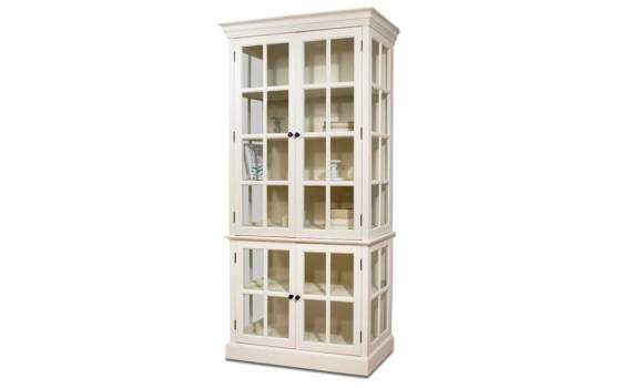 Vitrina Provenzal en Blanco Roto Vintage 4 Puertas