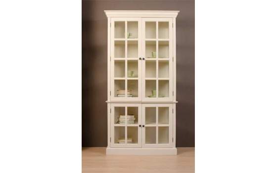 Vitrina Provenzal en Blanco Roto Vintage 4 Puertas