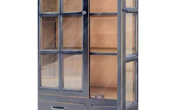 Vitrina Provenzal en Negro 4 Puertas Serie Tricoans Vitrina Provenzal en Negro 4 Puertas Serie Tricoans