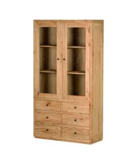 Vitrina Rustica 2 Puertas Cristal y 6 Cajones - Serie Apelby