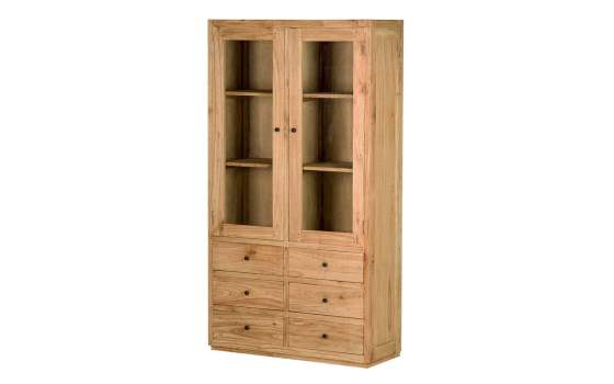 Vitrina Rustica 2 Puertas Cristal y 6 Cajones - Serie Apelby