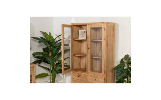 Vitrina Rustica 2 Puertas Cristal y 6 Cajones - Serie Apelby