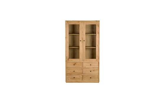 Vitrina Rustica 2 Puertas Cristal y 6 Cajones - Serie Apelby