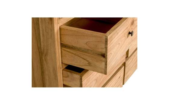 Vitrina Rustica 2 Puertas Cristal y 6 Cajones - Serie Apelby