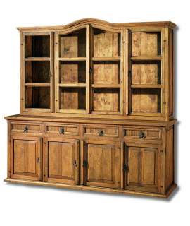 Vitrina Rustica 8 Puertas 4 Cajones Madera Pino Envejecido
