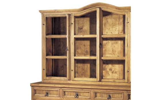 Vitrina Rustica 8 Puertas 4 Cajones Madera Pino Envejecido