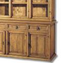 Vitrina Rustica 8 Puertas 4 Cajones Madera Pino Envejecido