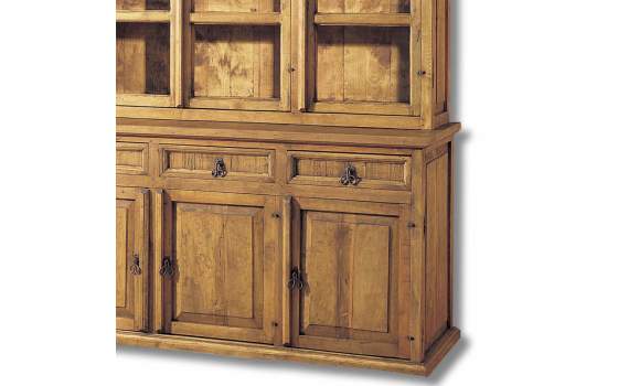 Vitrina Rustica 8 Puertas 4 Cajones Madera Pino Envejecido