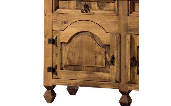 Vitrina Rustica Clasica 4 Puertas 2 Cajones Madera Maciza