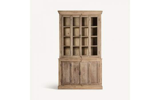 Vitrina Rustica Madera Maciza Puertas Abatibles Serie Huntly