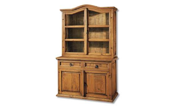 Vitrina Rustica Mejicana 4 Puertas 2 Cajones Madera Maciza