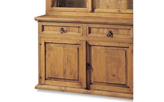 Vitrina Rustica Mejicana 4 Puertas 2 Cajones Madera Maciza