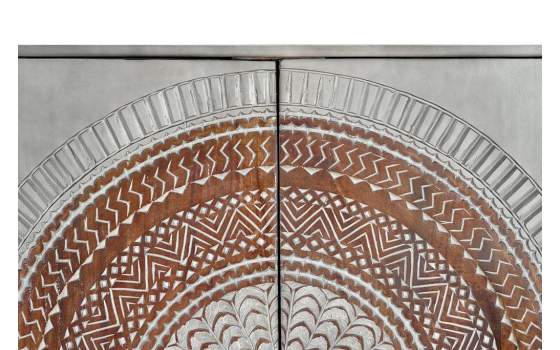 Vitrina Salon 2 Puertas Madera Decorada Etnica Wood Mandala