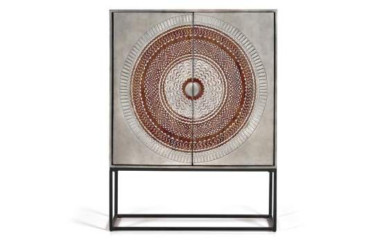 Vitrina Salon 2 Puertas Madera Decorada Etnica Wood Mandala