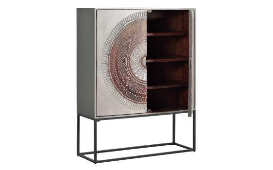 Vitrina Salon 2 Puertas Madera Decorada Etnica Wood Mandala