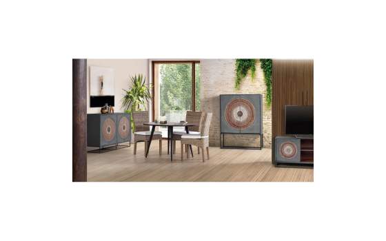 Vitrina Salon 2 Puertas Madera Decorada Etnica Wood Mandala