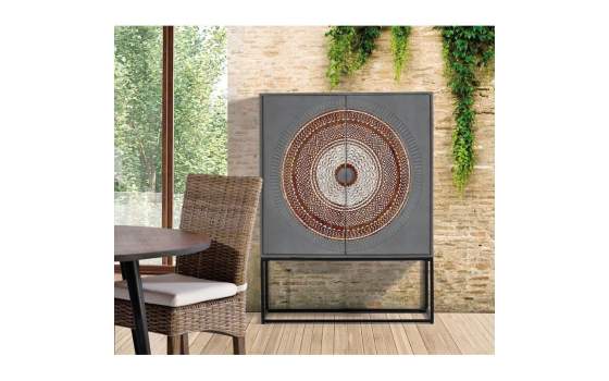 Vitrina Salon 2 Puertas Madera Decorada Etnica Wood Mandala