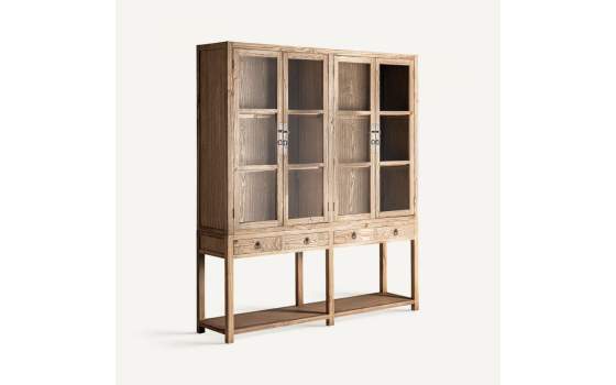 Vitrina Salon Provenzal 4 Puertas 4 Cajones Serie Mawgan