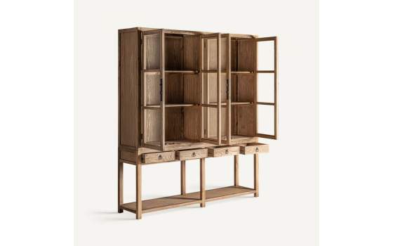 Vitrina Salon Provenzal 4 Puertas 4 Cajones Serie Mawgan