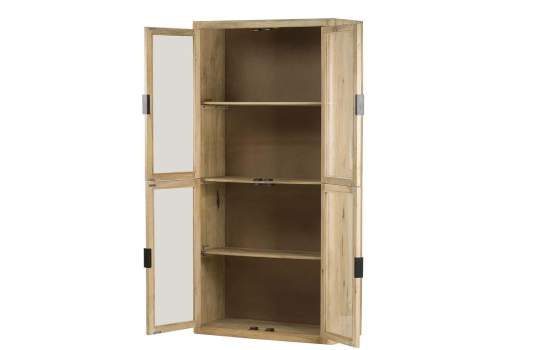 Vitrina Salon Rustica Actual 4 Puertas Acristaladas Serie Felo