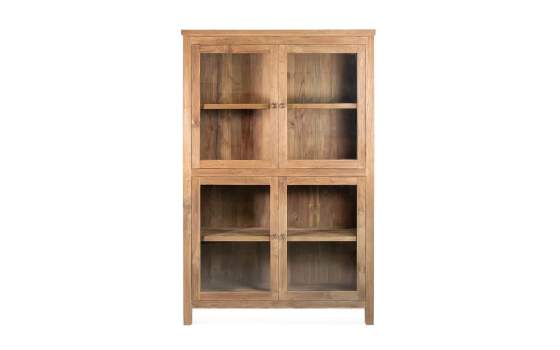 Vitrina Teca Natural 4 Puertas Acristaladas Serie Aferoe