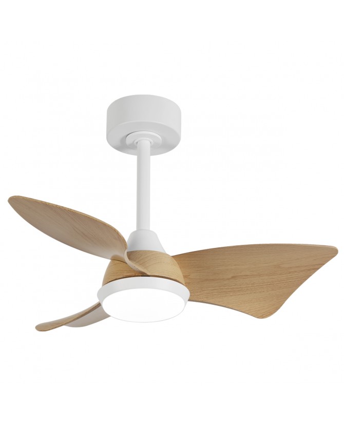 Ventilador Techo Actual Blanco Madera con Led Serie Tauro